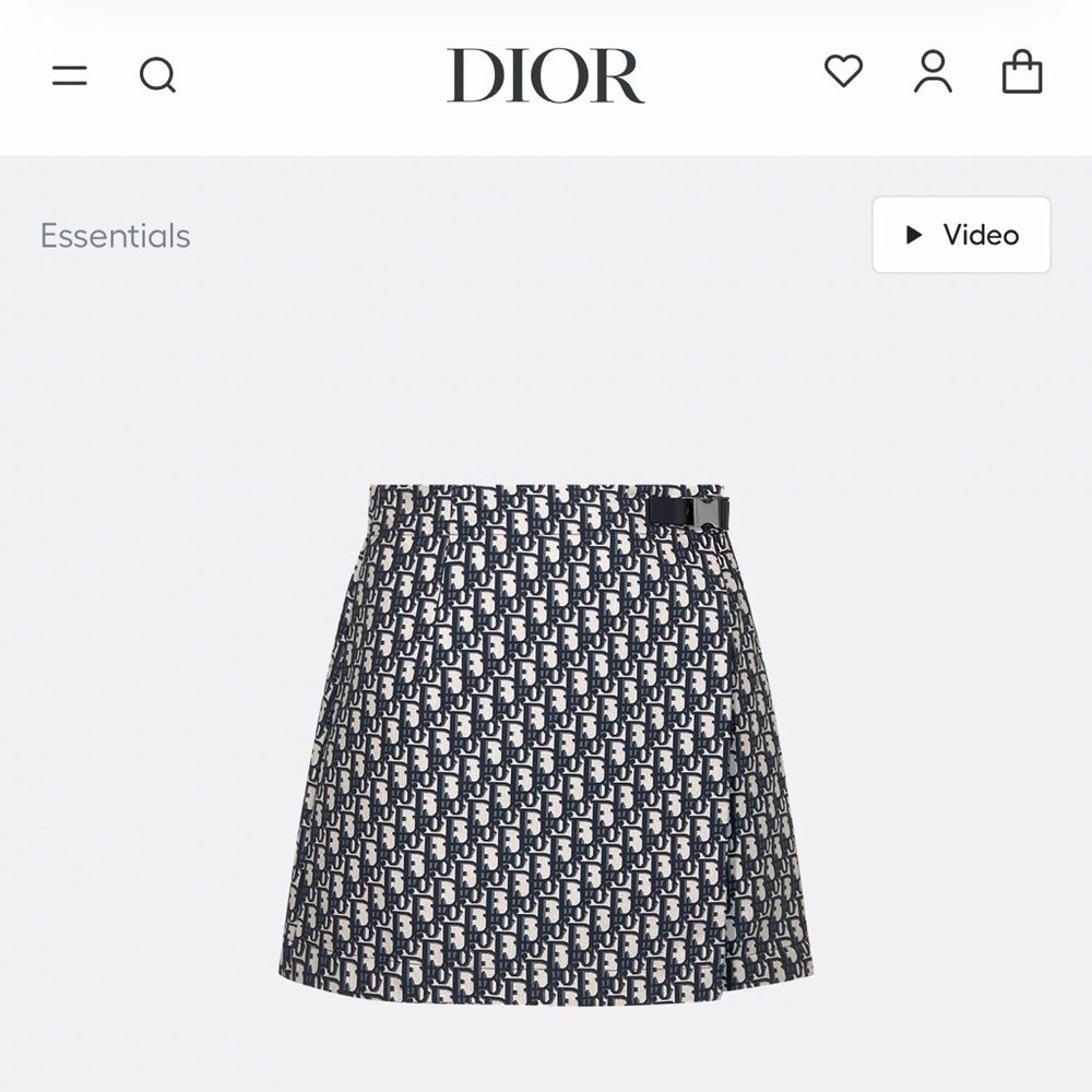 Dior Navy and White A-Line Skirt